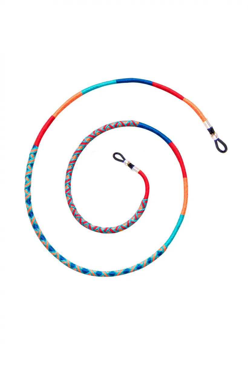 Hippi Pomegranate Renkli El Örgüsü Gözlük İpi - 70 cm