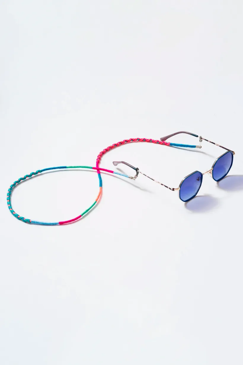 Hippi Raspberry Renkli El Örgüsü Gözlük İpi - 70 cm