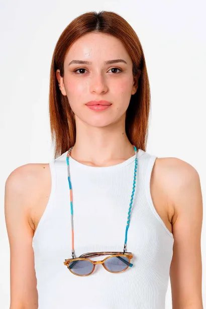 Hippi Wind Çok Renkli El Örgüsü Gözlük İpi - 70 cm