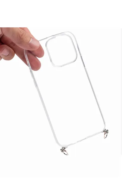 Hippi iPhone 15 Uyumlu Şeffaf Askılı Telefon Kılıfı