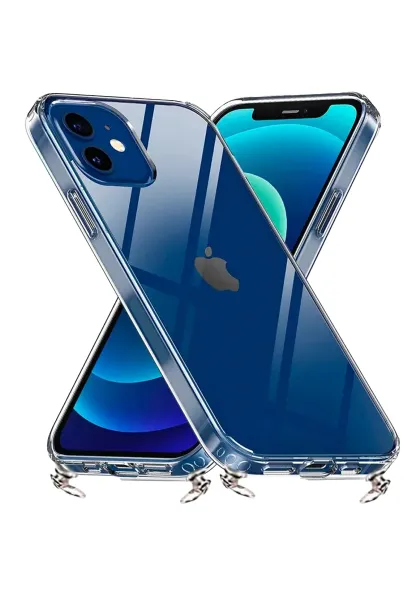 Hippi iPhone 15 Uyumlu Şeffaf Askılı Telefon Kılıfı