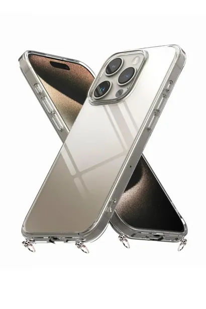 Hippi iPhone 15 Pro Max Uyumlu Şeffaf Askılı Telefon Kılıfı