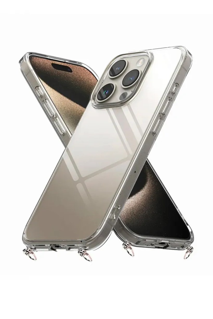 Hippi iPhone 15 Pro Max Uyumlu Şeffaf Askılı Telefon Kılıfı