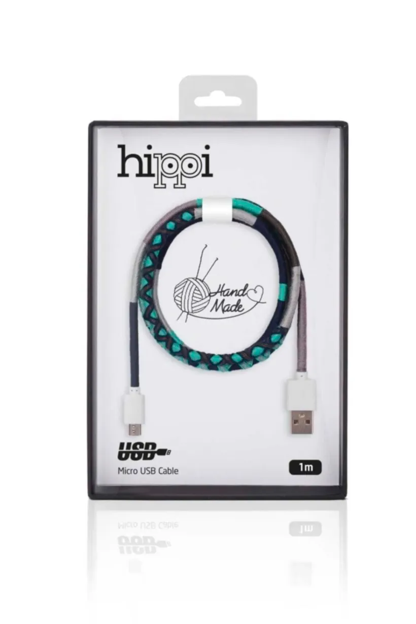 Hippi Circle Micro USB Yüksek Hızlı El Örgüsü Şarj ve Data Kablosu - 1m