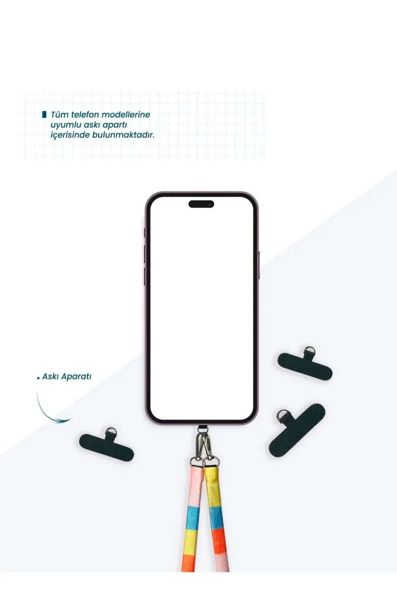 Hippi Lilac Rengarenk El Örgüsü Telefon ve Çanta Askısı - 110 cm Hippi Lilac Rengarenk El Örgüsü Telefon ve Çanta Askısı - 110 cm