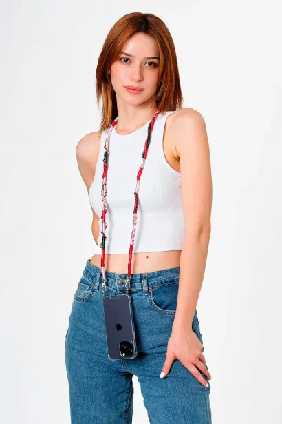 Hippi Begonia Rengarenk El Örgüsü Telefon ve Çanta Askısı – 110 cm