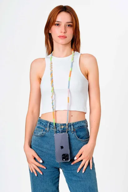 Hippi Daisy Rengarenk El Örgüsü Telefon Ve Çanta Askısı - 110 Cm