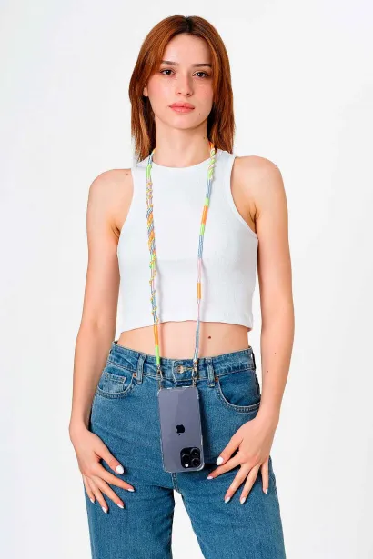 Hippi Daisy Rengarenk El Örgüsü Telefon Ve Çanta Askısı - 110 Cm