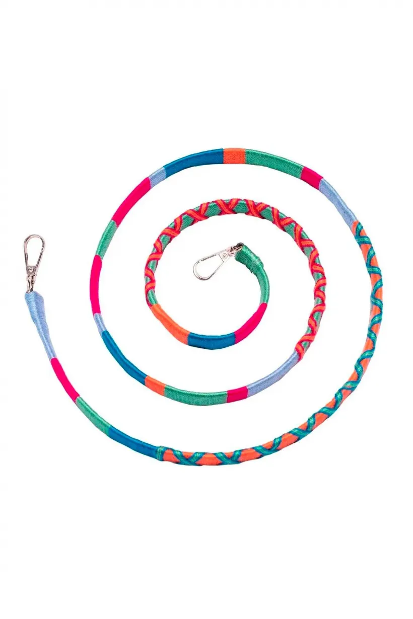 Hippi Raspberry Renkli Örgü Deri Yassı Telefon ve Çanta Askısı - 110 cm