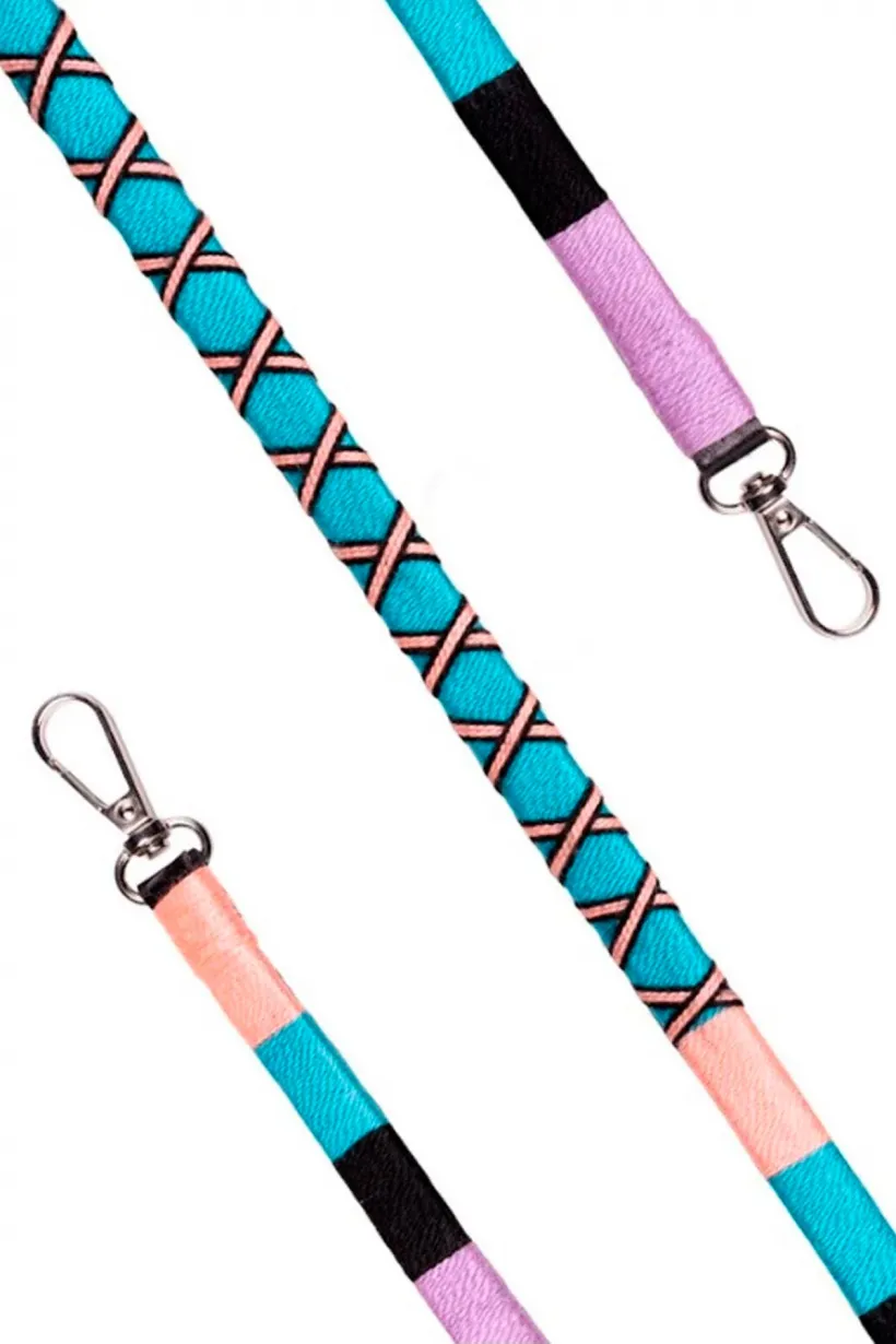 Hippi Waterflower Renkli Örgü Deri Yassı Telefon ve Çanta Askısı  - 110 cm