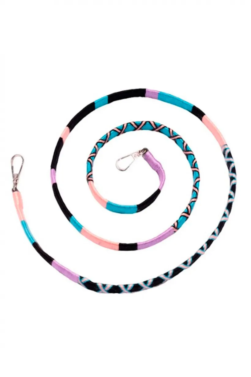 Hippi Waterflower Renkli Örgü Deri Yassı Telefon ve Çanta Askısı  - 110 cm