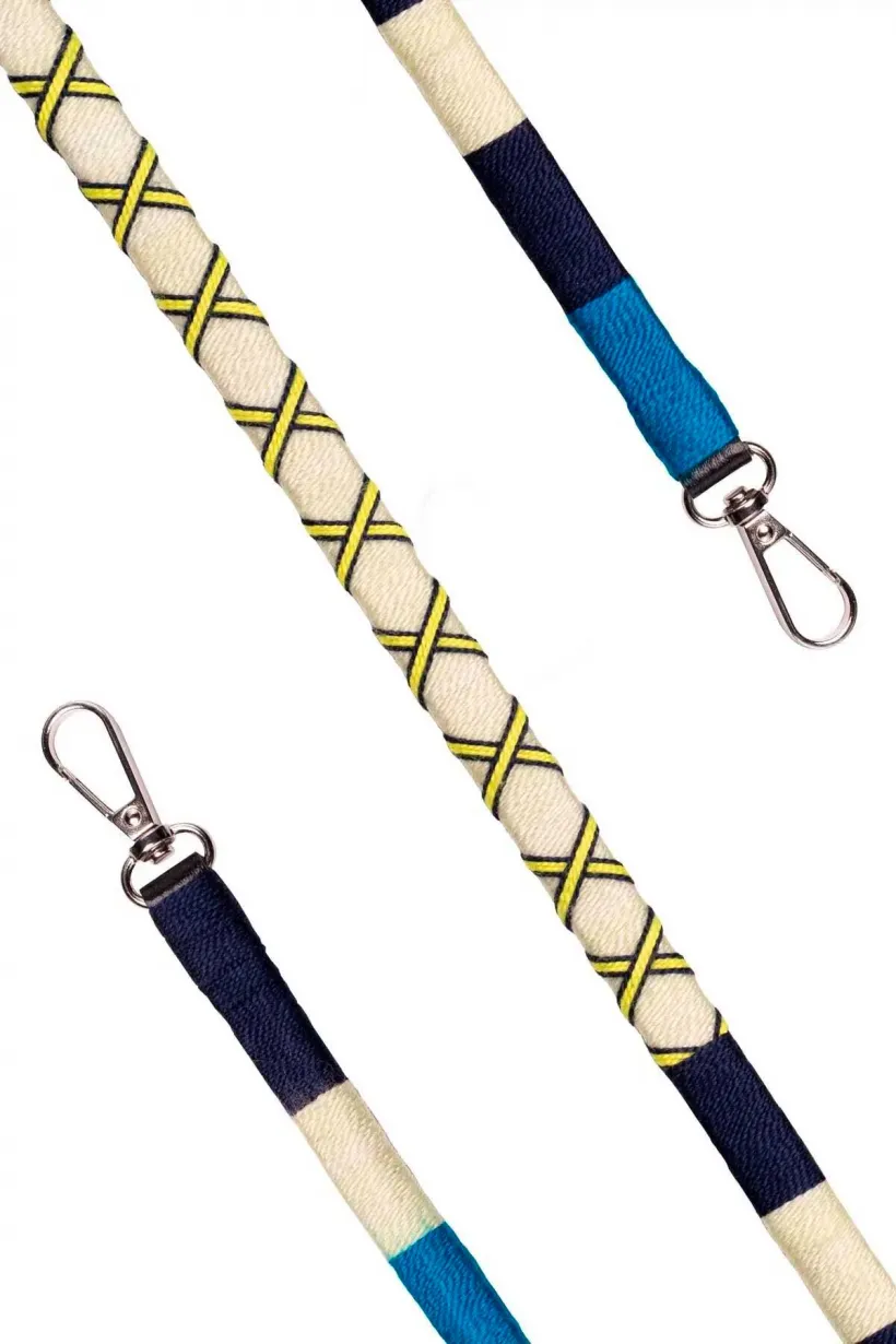 Hippi Lemon Renkli Örgü Deri Yassı Telefon ve Çanta Askısı - 110 cm