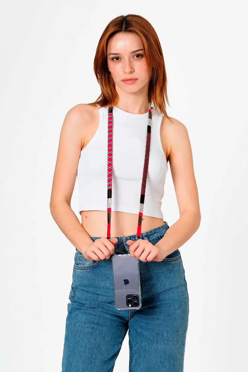 Hippi Watermelon El Örgüsü Yassı Telefon ve Çanta Askısı 110 cm