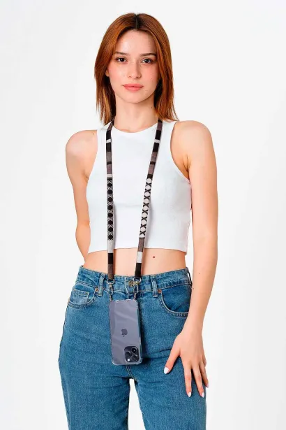 Hippi Eagle El Örgüsü Yassı Telefon ve Çanta Askısı 110 cm