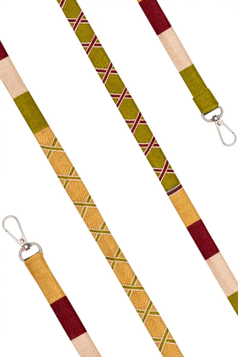 Hippi Mustard El Örgüsü Yassı Telefon ve Çanta Askısı - 110 cm