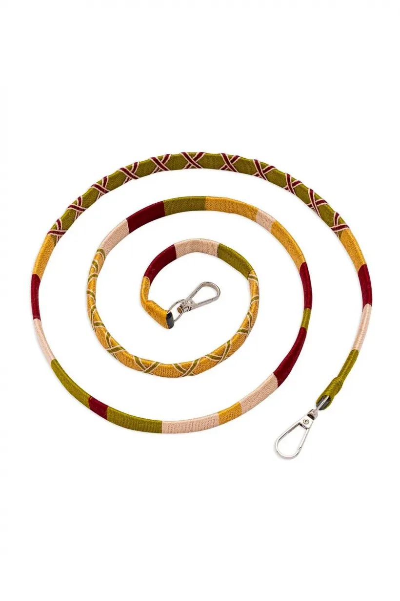 Hippi Mustard El Örgüsü Yassı Telefon ve Çanta Askısı - 110 cm