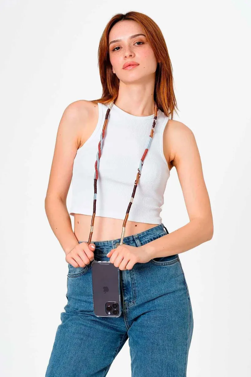 Hippi Caramel El Örgüsü Telefon Ve Çanta Askısı - 110 cm