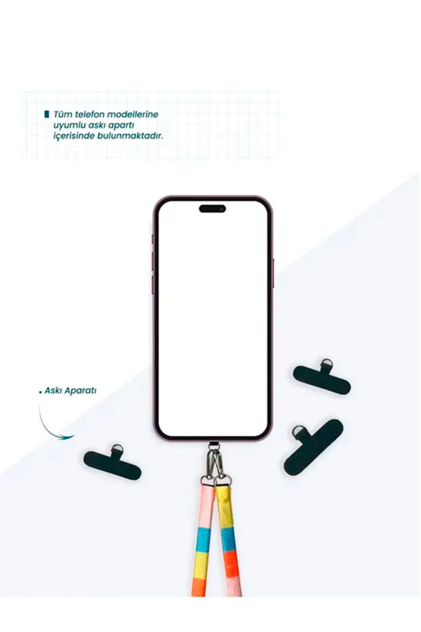 Hippi Eagle Renkli İpli Boyun Askılı Kumaş Telefon Askısı - 110 cm