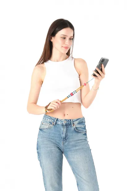 Hippi Boncuk 1 Renkli Boncuk Askılı Telefon Askısı - 125 cm