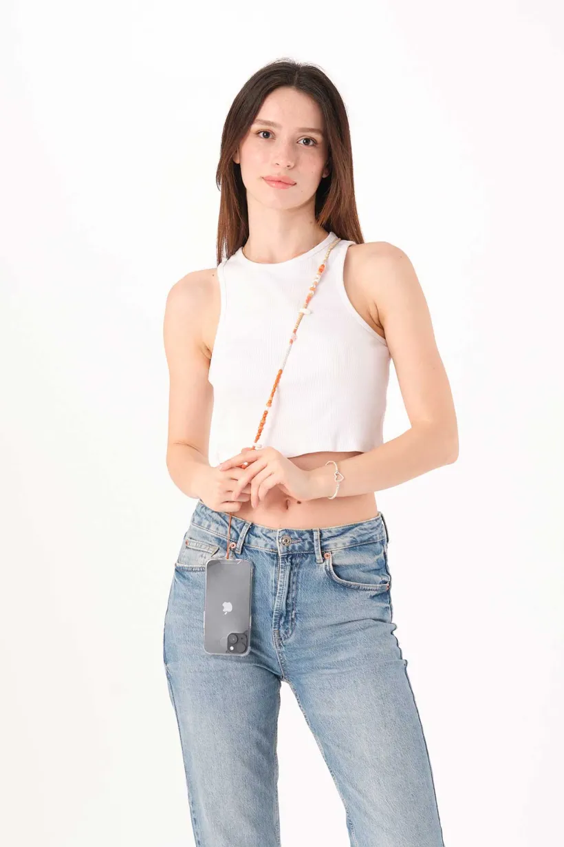 Hippi Boncuk 4 Renkli Boncuk Askılı Telefon Askısı - 125 cm