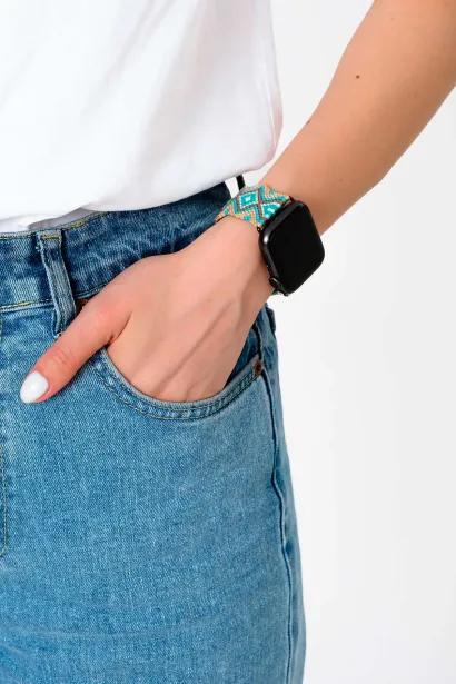 Hippi Charm Gümüş Örgü Apple Watch Kordonu – 38-40-41 mm