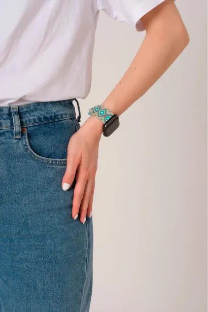 Hippi Charm Gümüş Örgü Apple Watch Kordonu – 38-40-41 mm