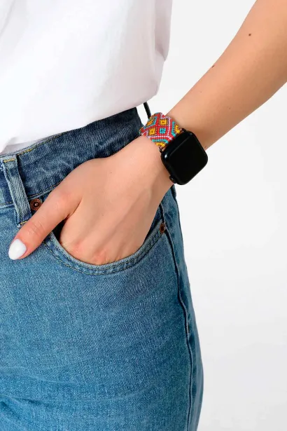 Hippi Etnich Gümüş Örgü Apple Watch Kordonu – 38-40-41 mm