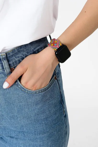 Hippi Etnich Gümüş Örgü Apple Watch Kordonu – 42-44-45-49 mm