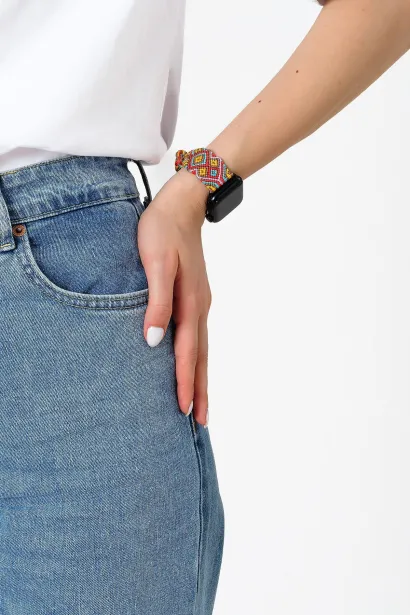 Hippi Etnich Gümüş Örgü Apple Watch Kordonu – 42-44-45-49 mm