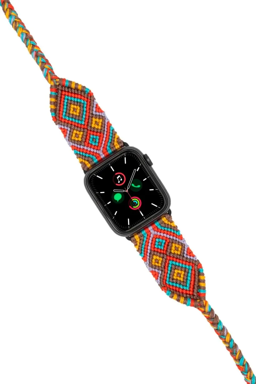 Hippi Etnich Siyah Örgü Apple Watch Kordonu – 38-40-41 mm