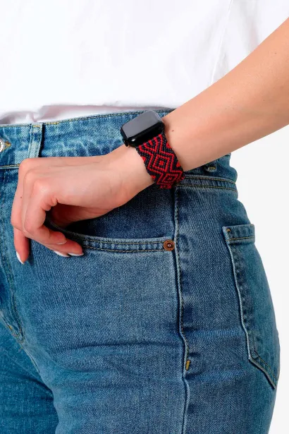 Hippi Natural Gümüş Örgü Apple Watch Kordonu – 42-44-45-49 mm